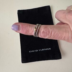 David Yurman Two-Tone Cable Stackable Ring - Silver and Gold